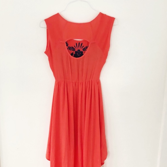 Orange/Red Xhilaration Dress w/ Navy Embroidery - Picture 2 of 3